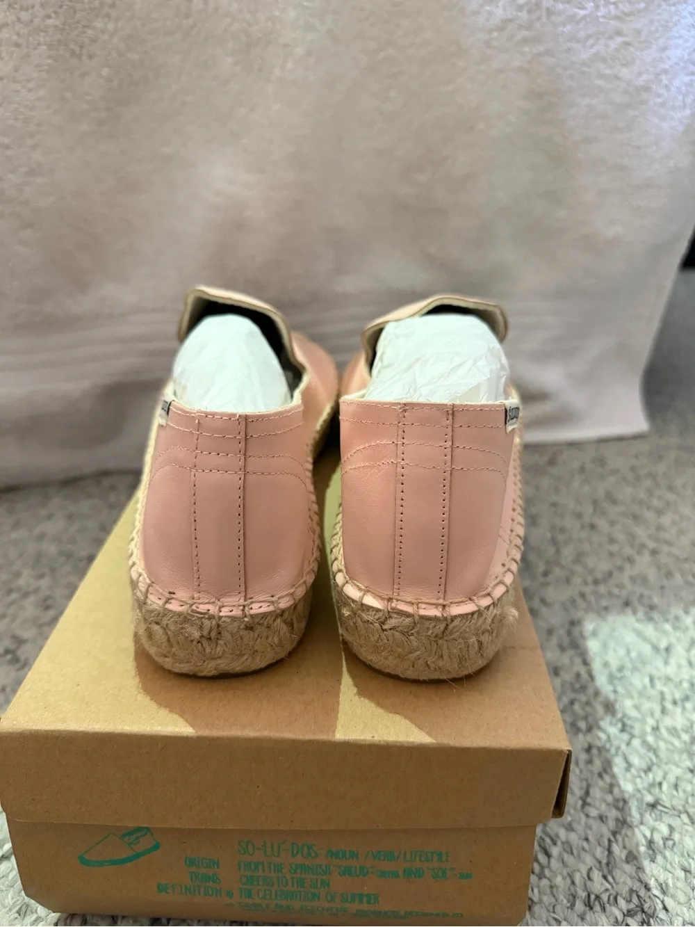 Soludos Blush Pink Leather Espadrille Flats